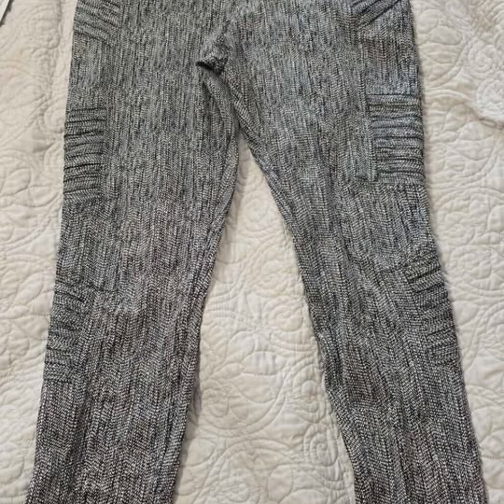 ATHLETA Delancey Textured Moto Tight Womens Large Braiden Black High Rise